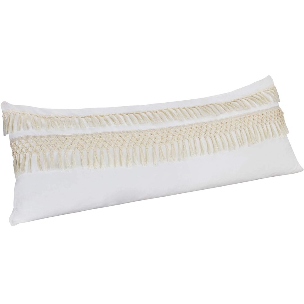 Sweet Jojo Designs Boho Bohemian Macrame Tassel Ivory Pillow Cover